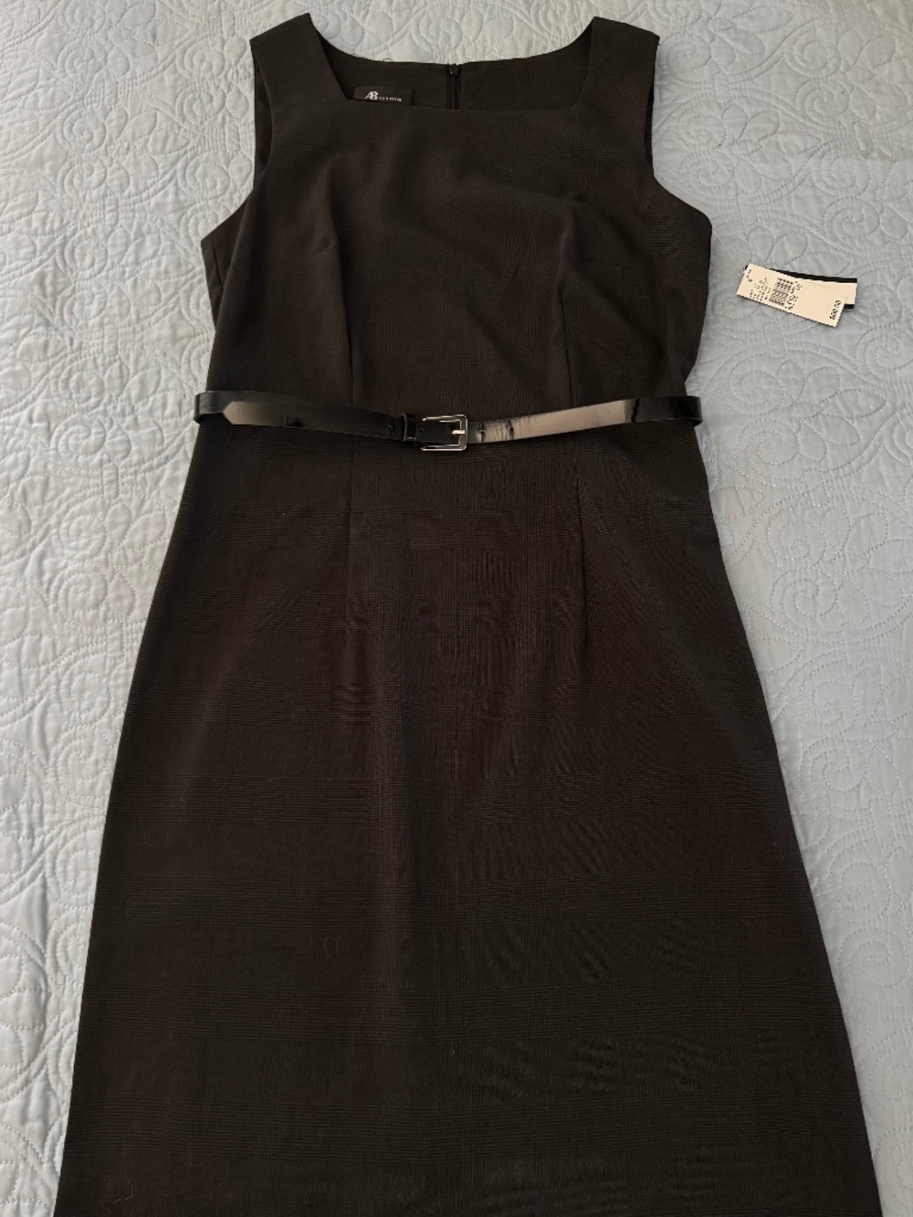 NWT AB Studio Black Grey Plaid Dress Size 10 Lined